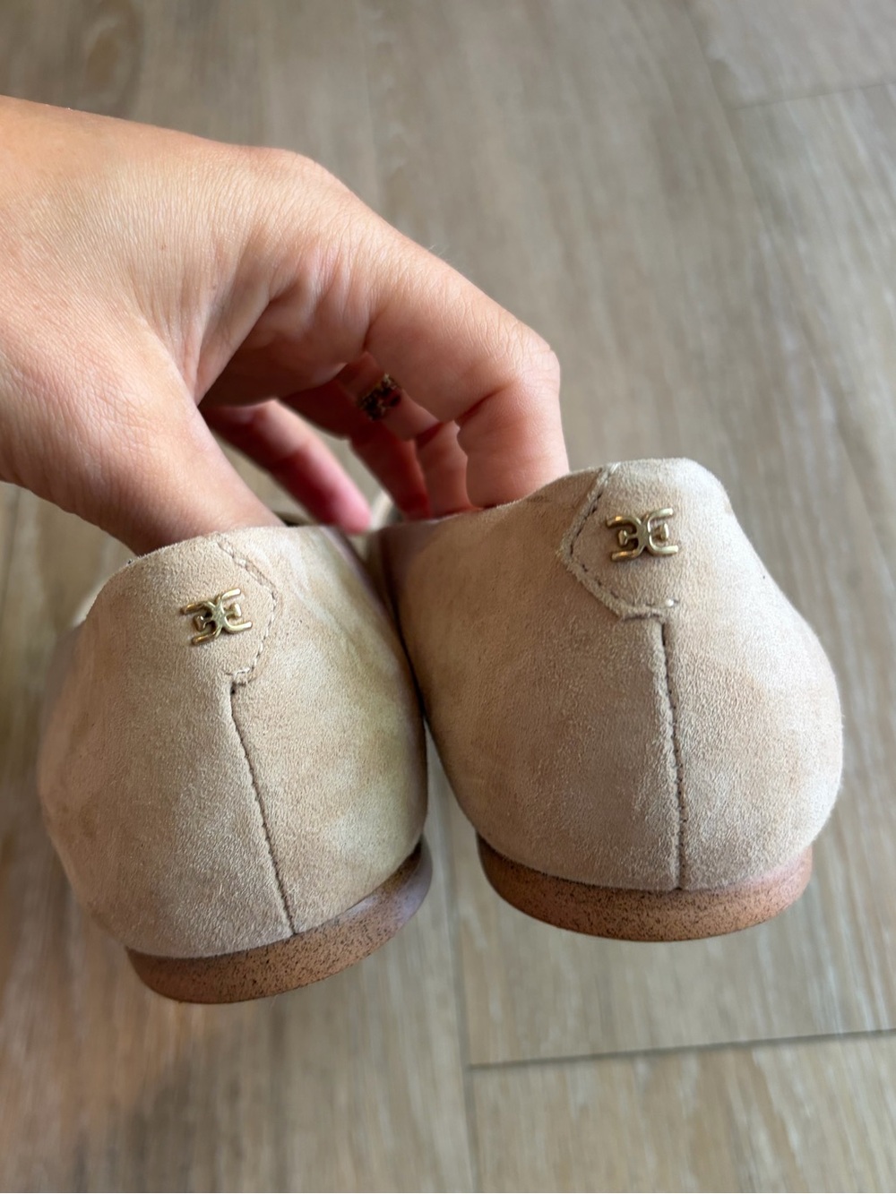 Sam Edelman Suede Pointed-Toe Flats in Beige - Picture 6 of 10